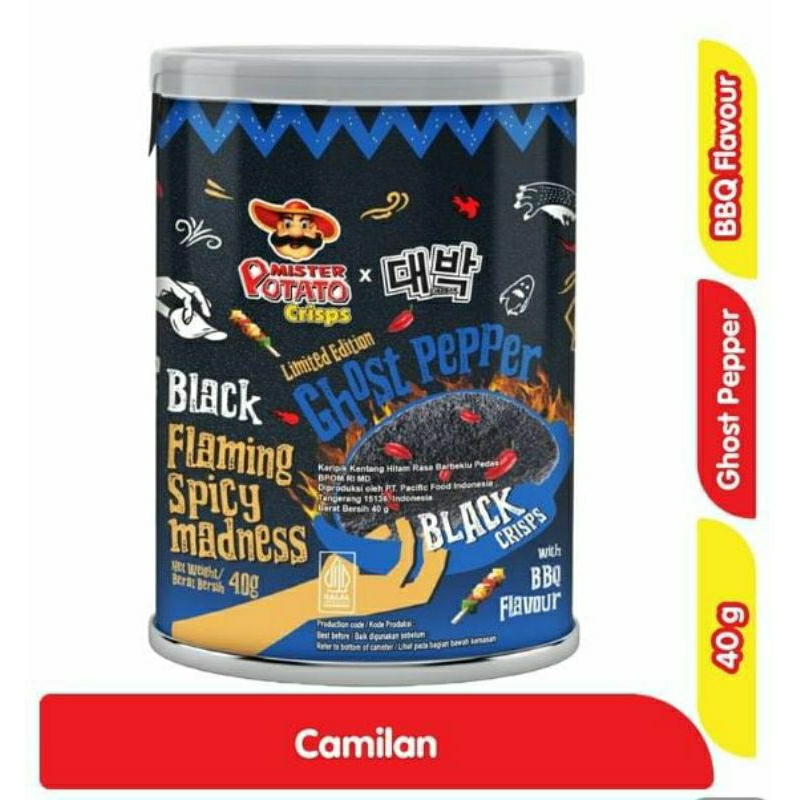 

BARU! MISTER POTATO Crips Ghost Pepper Keripik Kentang Hitam Barbeque 40 g