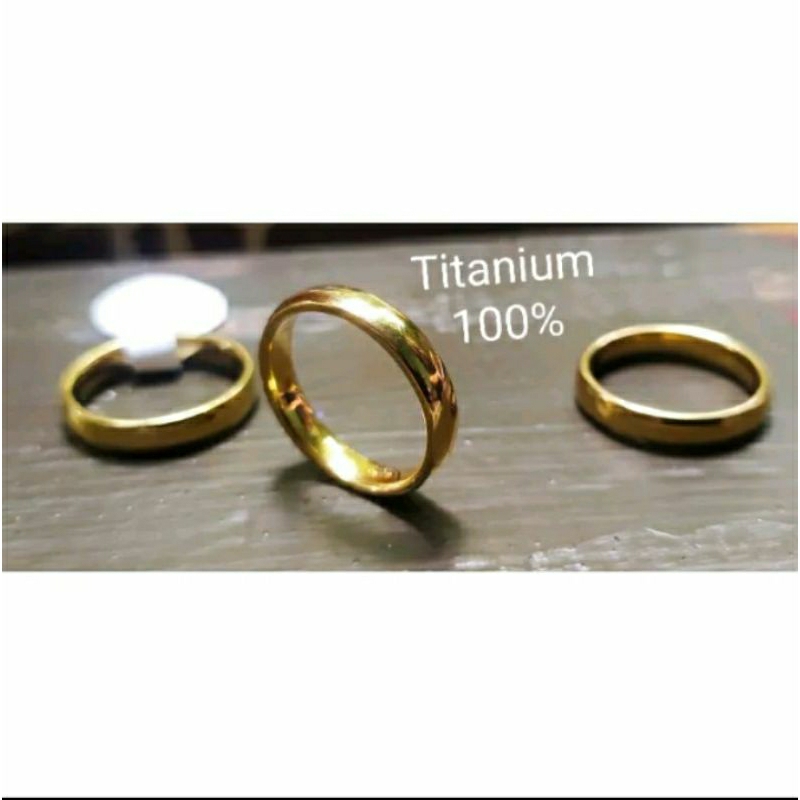 Cincin titanium polos emas 24karat anti luntur dan anti karat