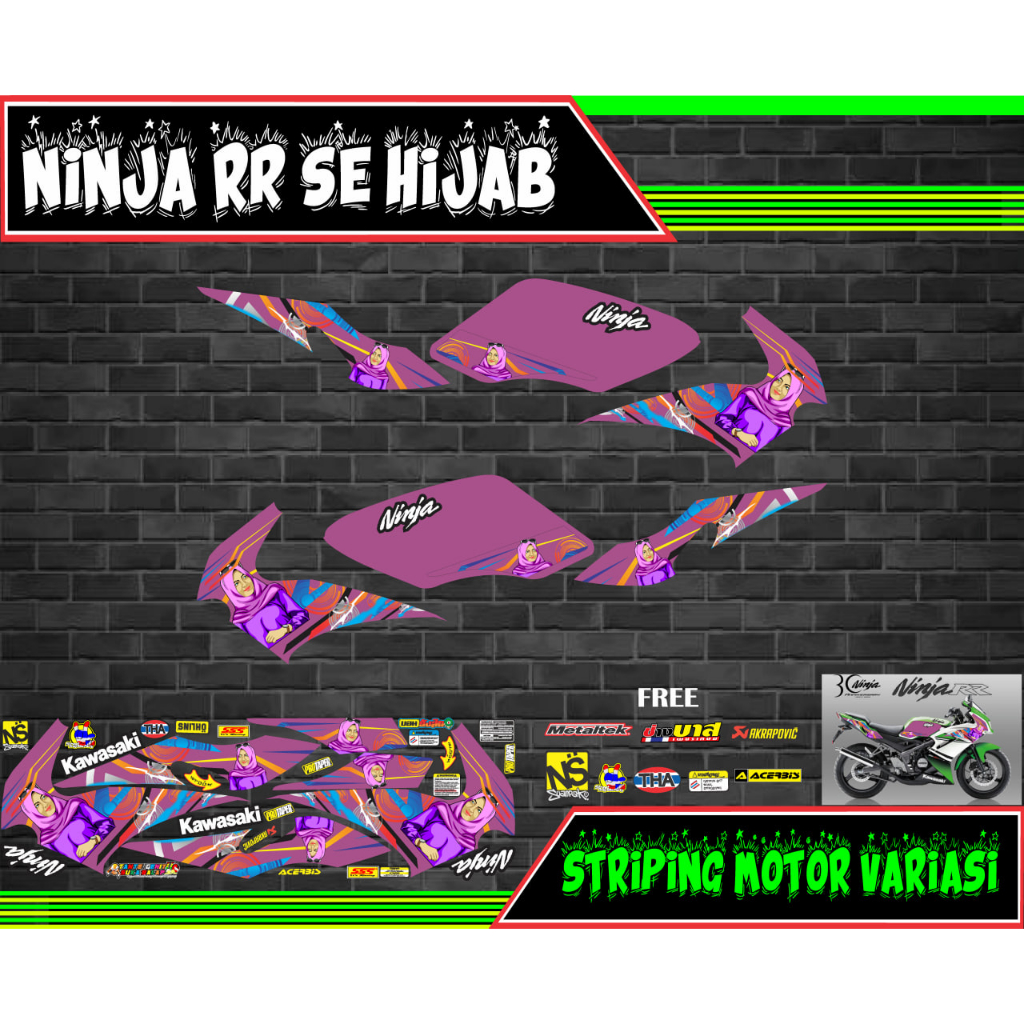 striping stiker motor ninja rr hijab
