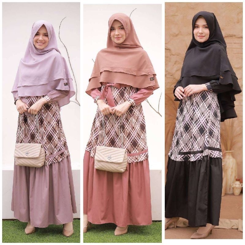 Gamis Kimi Michan Gamis Katun Motif Kotak Gamis Dewasa bahan katun Gamis Set kerudung Baju muslim ba
