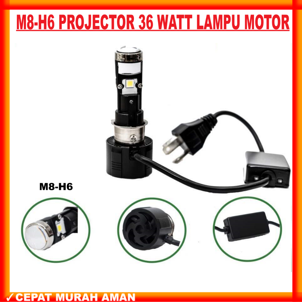 ORIGINAL BILED PROJECTOR H6 LED M8 LENSA BILED H6 36 WATT | PROJIE H6 LENSA RAYTON RTD | LAMPU LED M