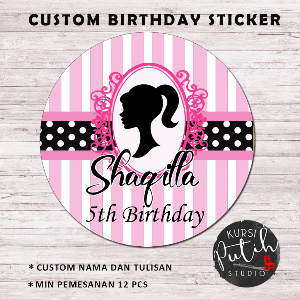 

custom sticker birthday ulang tahun bento tema barbie