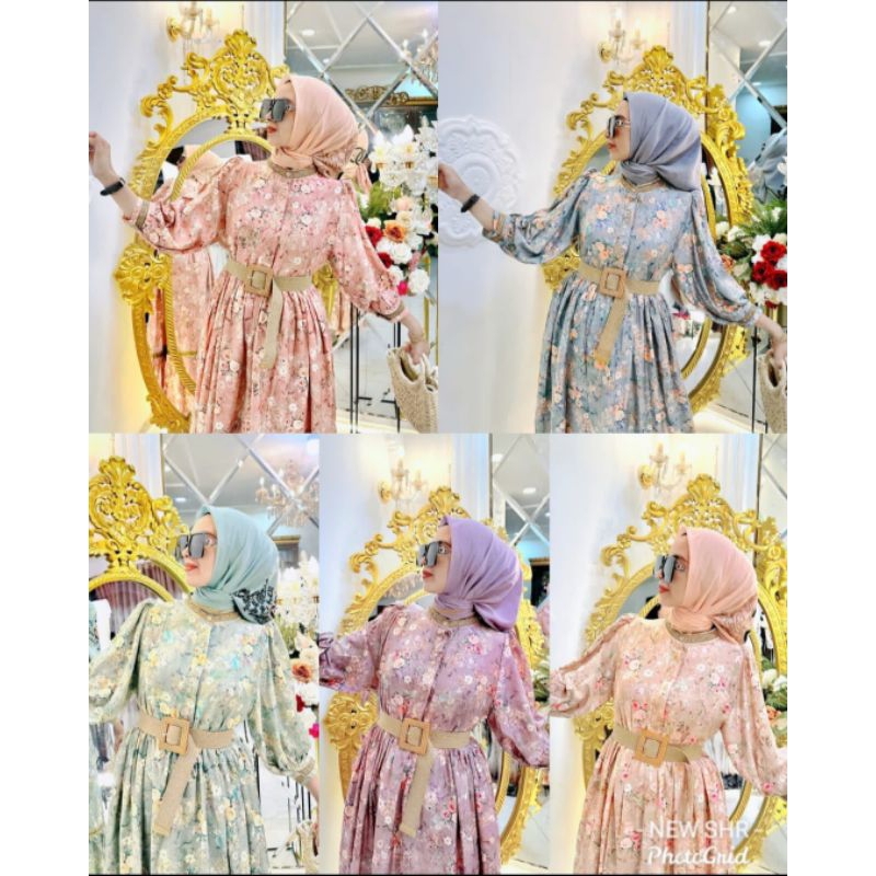 DRESS MIDI SHR BKK FLOWER ORI