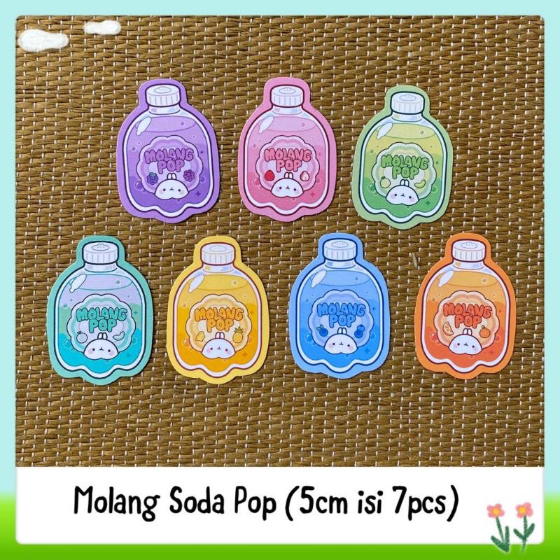 

7pcs sticker tempelan molang soda pop