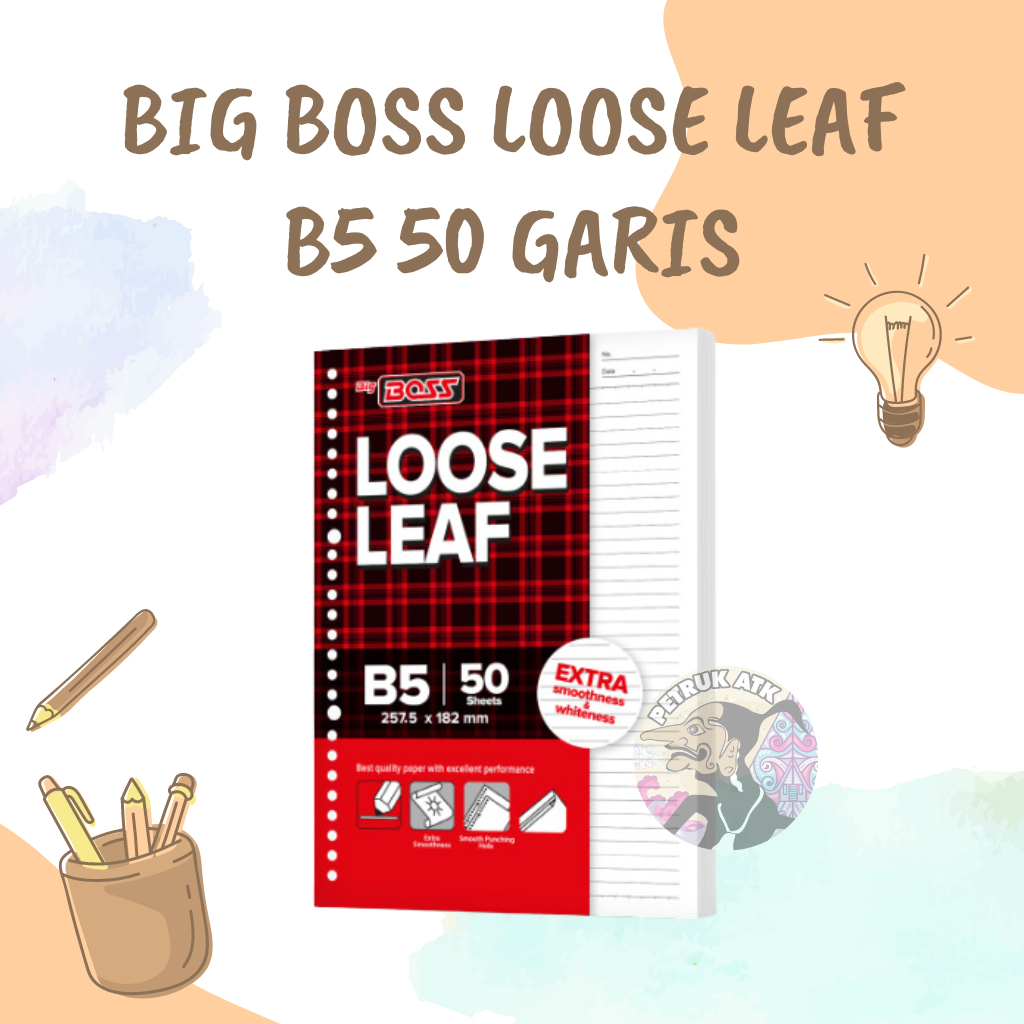 

[PAK] LOOSE LEAF BIG BOSS GARIS B5 50 LEMBAR ISI KERTAS BINDER B5 26 LUBANG