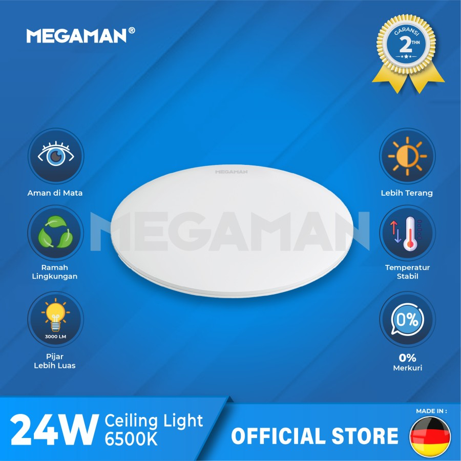 Lampu Ceiling LED MEGAMAN MXL1045 24W 6500K (Cahaya Putih/Daylight) Bulat Garansi 1 Tahun Superslim
