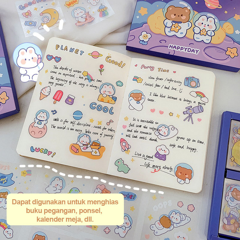 100 Lembar Stiker Kartun Korea Lucu Anti Air Dekorasi Handbook Scrapbook DIY