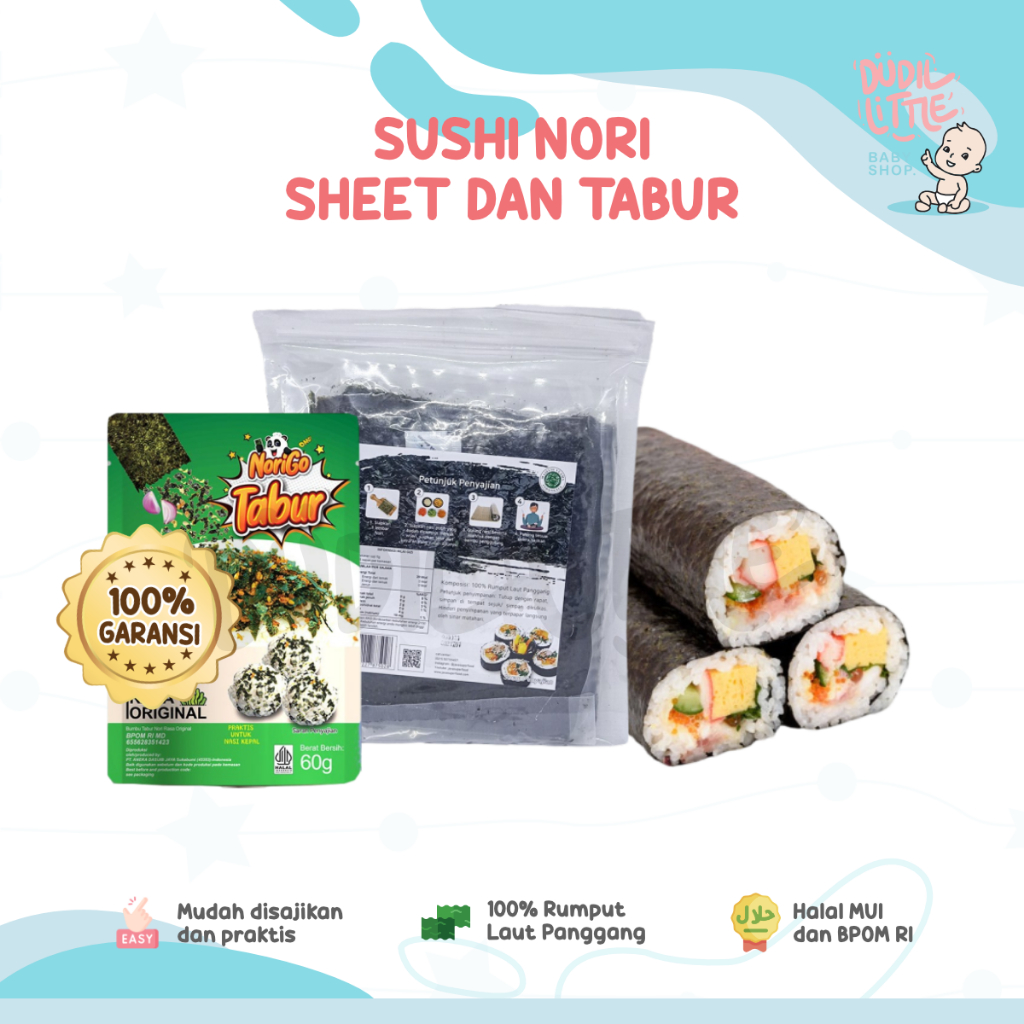 

Sushi Nori Java Super Food Seaweed Rumput Laut Panggang Lembar Halal Sushi Tabur