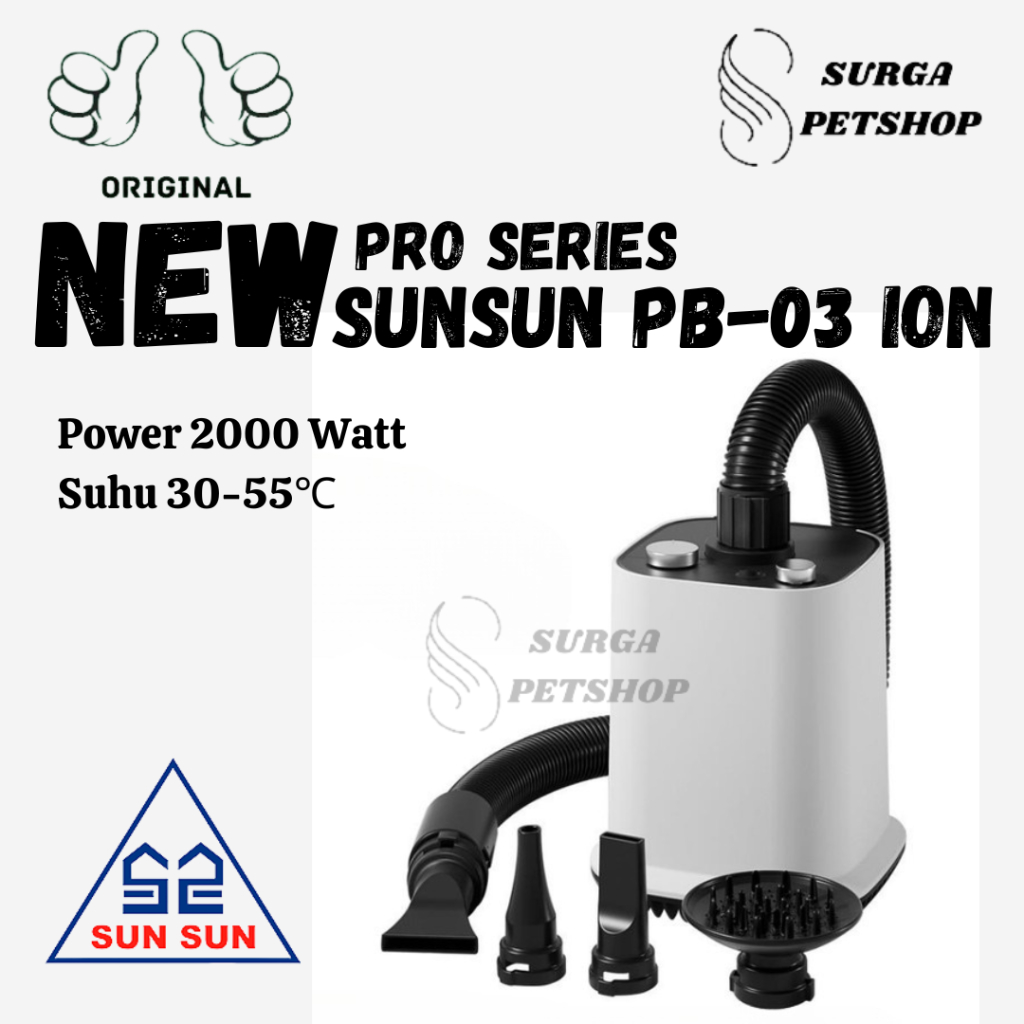 NEW SUNSUN PB 03 ION Pet Hair Dryer Pengering Bulu Anjing Kucing Blower Pro Series PB03 PB-03 2000 W