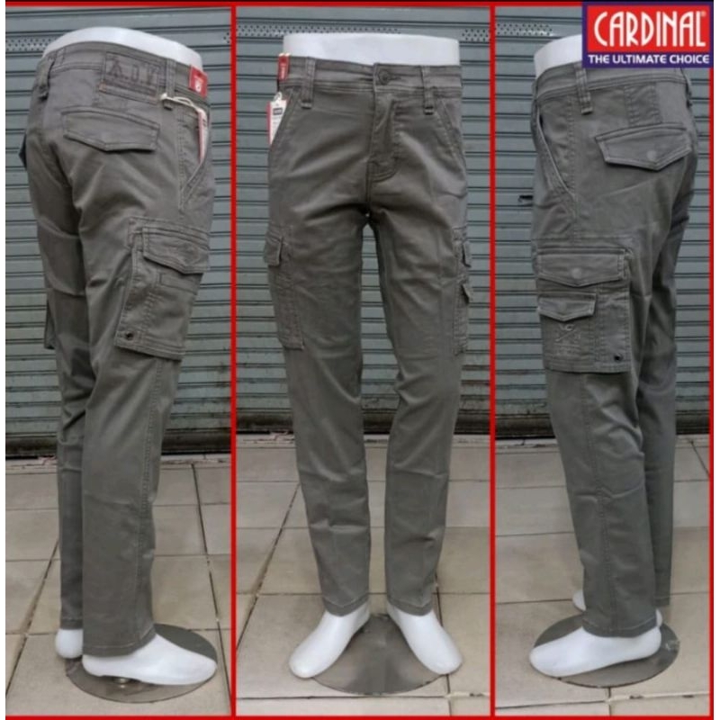 CELANA PANJANG CARGO LORENG CARDINAL WARNA COKLAT CAPPUCINO UKURAN 27-38