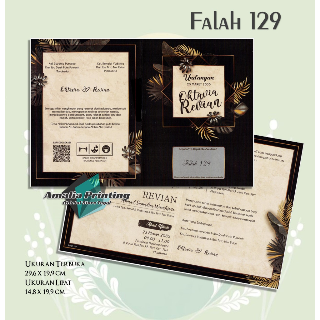 Undangan Pernikahan Simple, Elegan, Murah, Unik, Aesthetic, Rustic, Mewah – Undangan Seri Falah