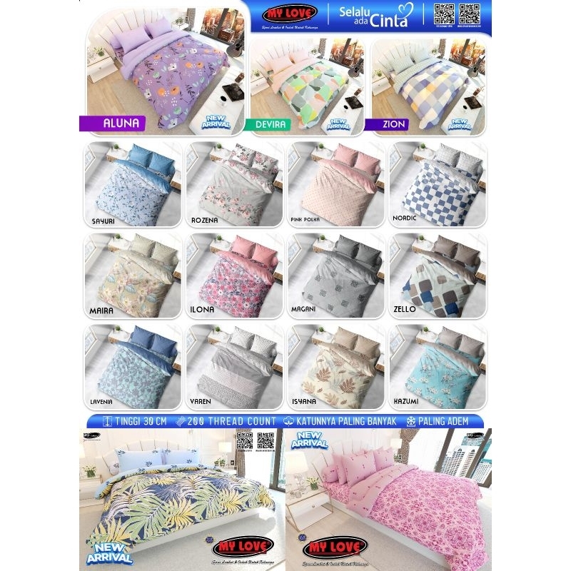 Satu set Bedcover ALL NEW My Love Sprei Rumbai Topi 180x200 king tinggi 30