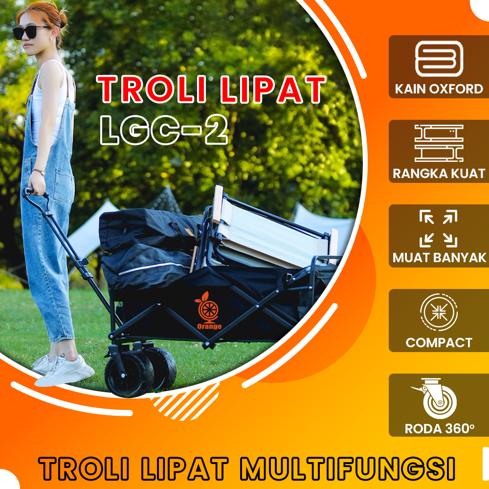 Troli Lipat Barang Menampung Beban 150KG Keranjang Belanja Brake Troli Piknik Besar Roda Besar