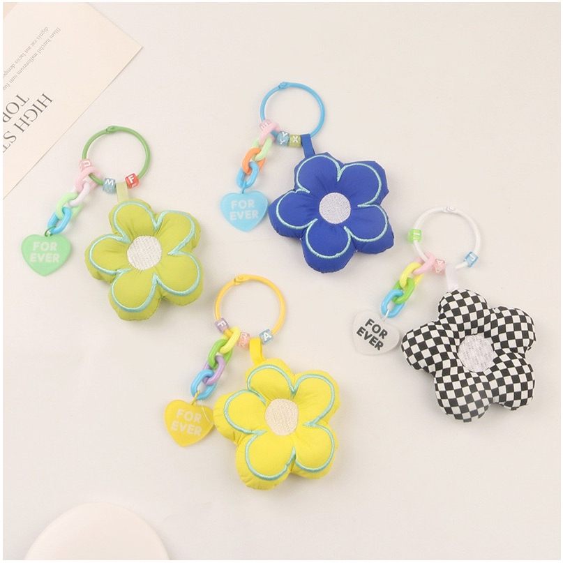 Mores Aksesoris Gantungan Kunci Tas Bentuk Boneka Bunga Daisy Bag Charm Plush Doll Pendant Keychain Pastel Import Lucu