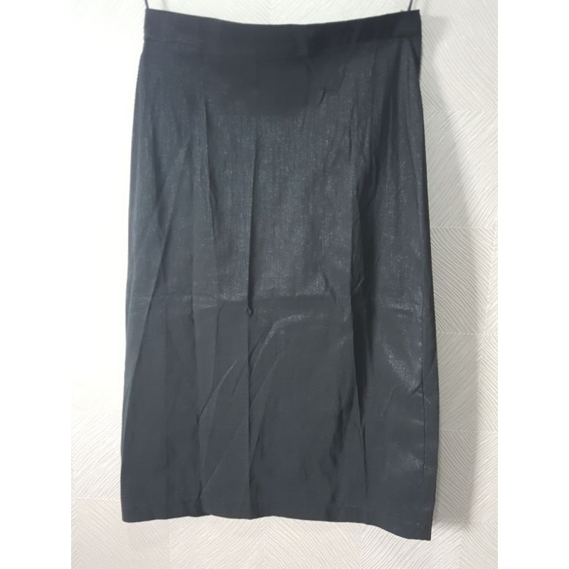 BLACK SHIMMER SKIRT SIZE 11 / ROK SPAN HITAM WANITA / ROK KERJA KAIN
