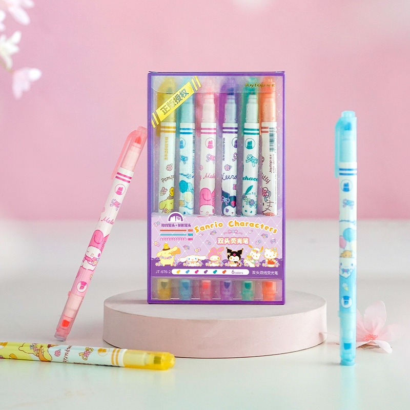 

D3W! TOKKADO Sanrio Highlighter Pen Set Isi 6 Marker Penanda Warna Pastel Lucu