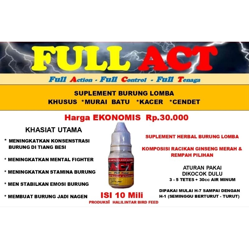 Suplemen Murai Batu Lomba FULL ACT isi 10ml
