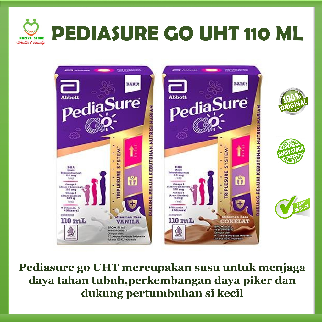 

PEDIASURE GO UHT 110 ml 1 DUS (48 BOTOL) Vanila dan Cokelat Susu UHT Pediasure Triplesure - Susu Pertumbuhan Anak