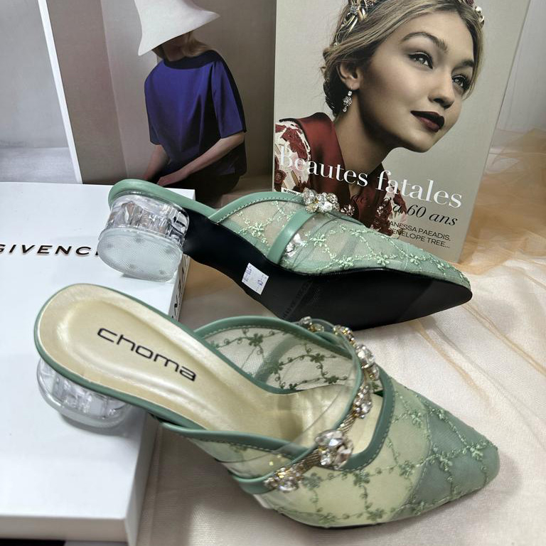 Sandal Pesta Pernikahan Sandal Wisuda Wanita Sandal Harian Formal Hak Kaca 3 cm