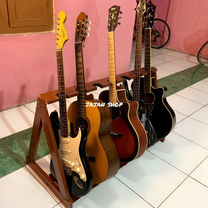 Stand gitar Rak Gitar Kayu isi 7 / Stand Bass/ stand gitar akustik dan elektrik