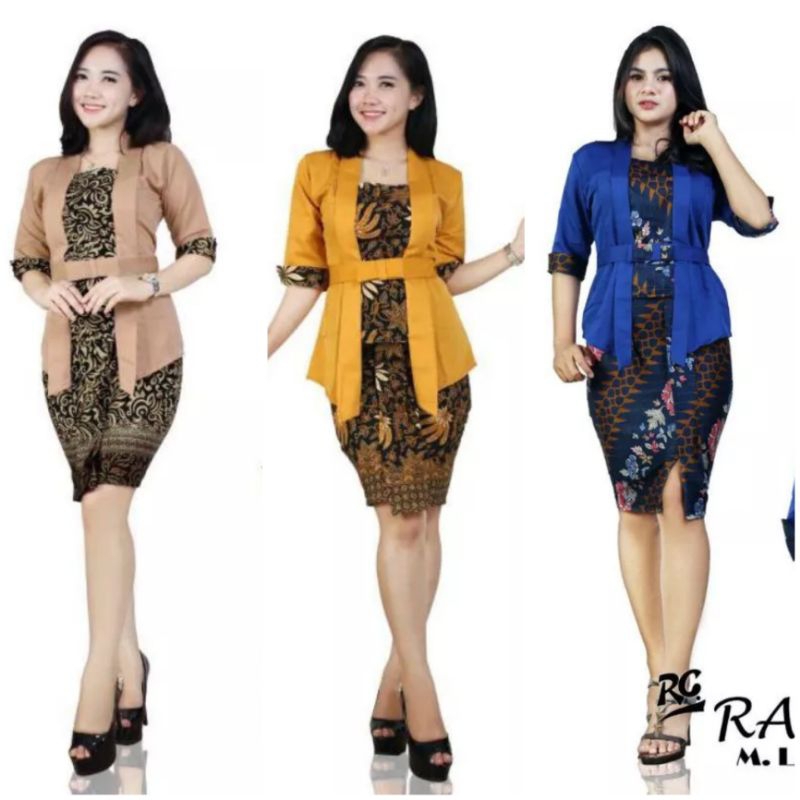 SETELAN BAJU KEBAYA ELNIRA TANGAN PENDEK MIX ROK BATIK BATIK SPAN BAWAHAN KEBAYA KONDANGAN SIMPEL EL