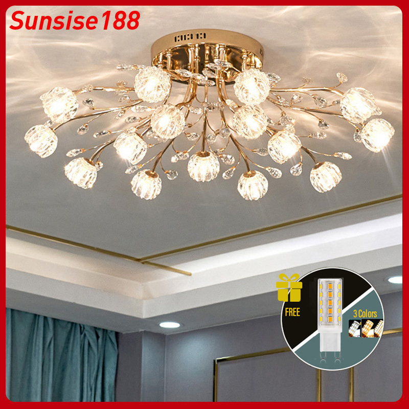 Kristal Baru Ruang Tamu Lampu Langit-langit Amerika Kamar Tidur Lampu Langit-langit Rendah Restoran 