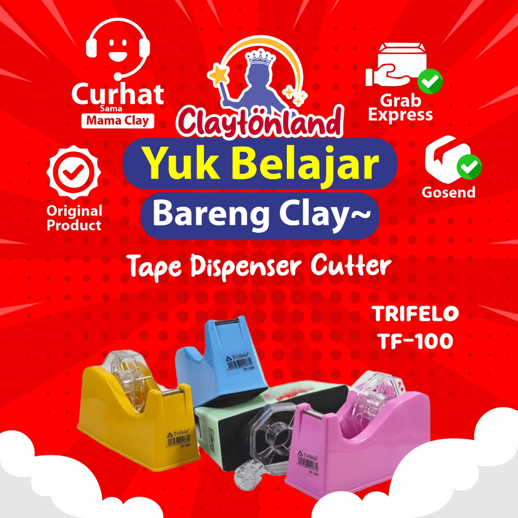 

TRIFELO Tape Dispenser / Tape Cutter TF-100 / Tempat Selotip Isolasi Seri Terbaru