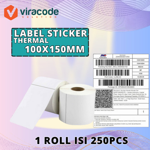 

LABEL BARCODE 100 X 150 KERTAS STICKER THERMAL 100x150 mm (250 pcs)