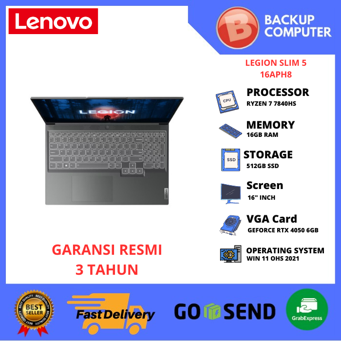 LAPTOP LENOVO LEGION SLIM 5 16APH8 82Y90045ID Ryzen7 7840HS
