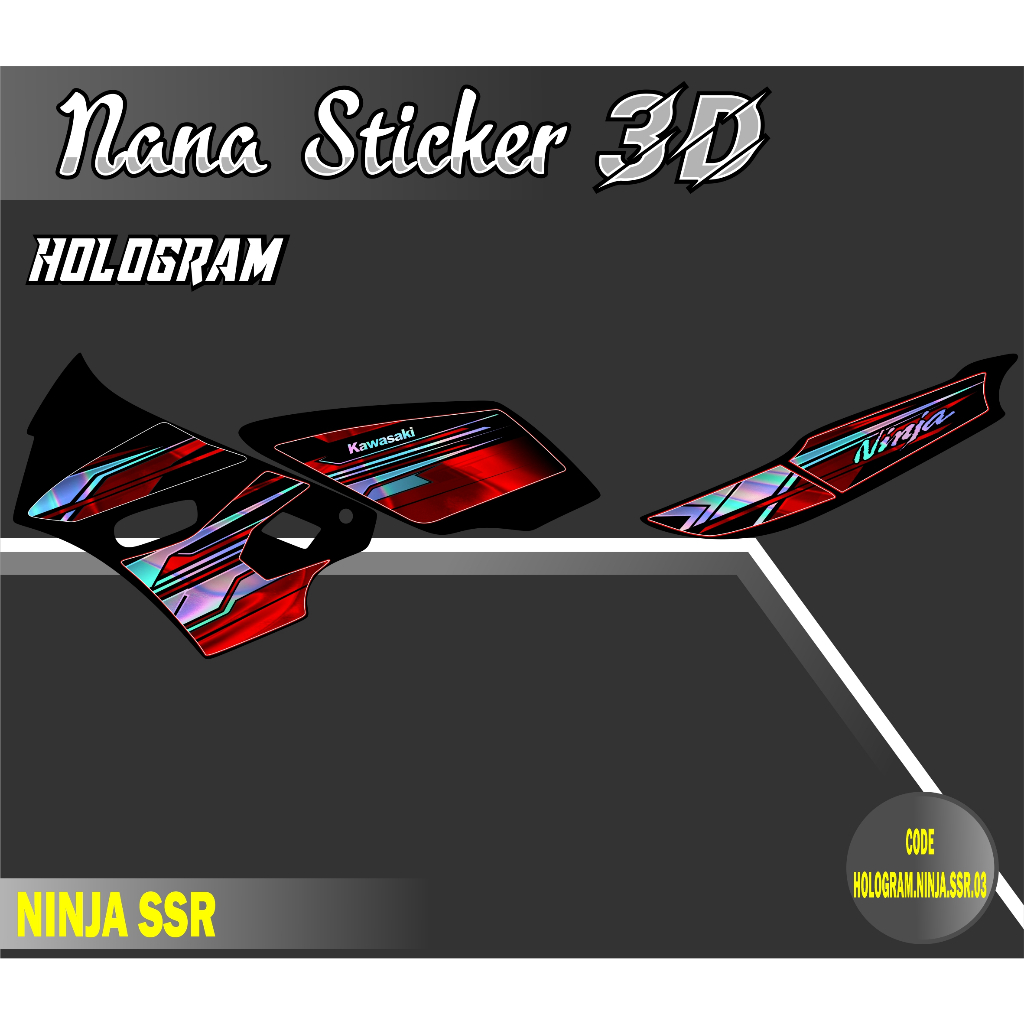 Striping NINJA SSR HOLOGRAM Variasi Stiker Sticker list body motor NINJA SSR BAHAN HOLOGRAM  CODE 03