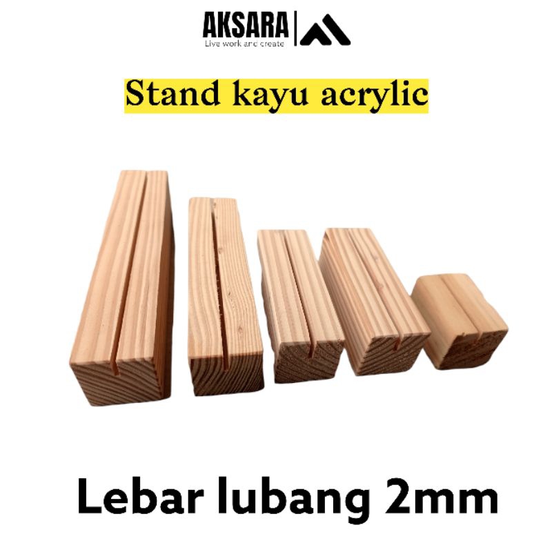 

Stand kayu akrilik price tag holder kayu lebar lubang 2mm