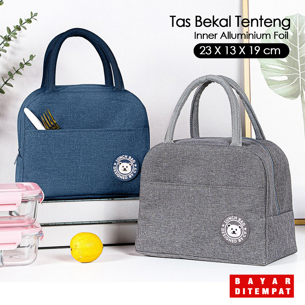 Tas bekal tenteng polos luncg bag anak sekolah waterproof anti air tas kotak makan cooler bag piknik