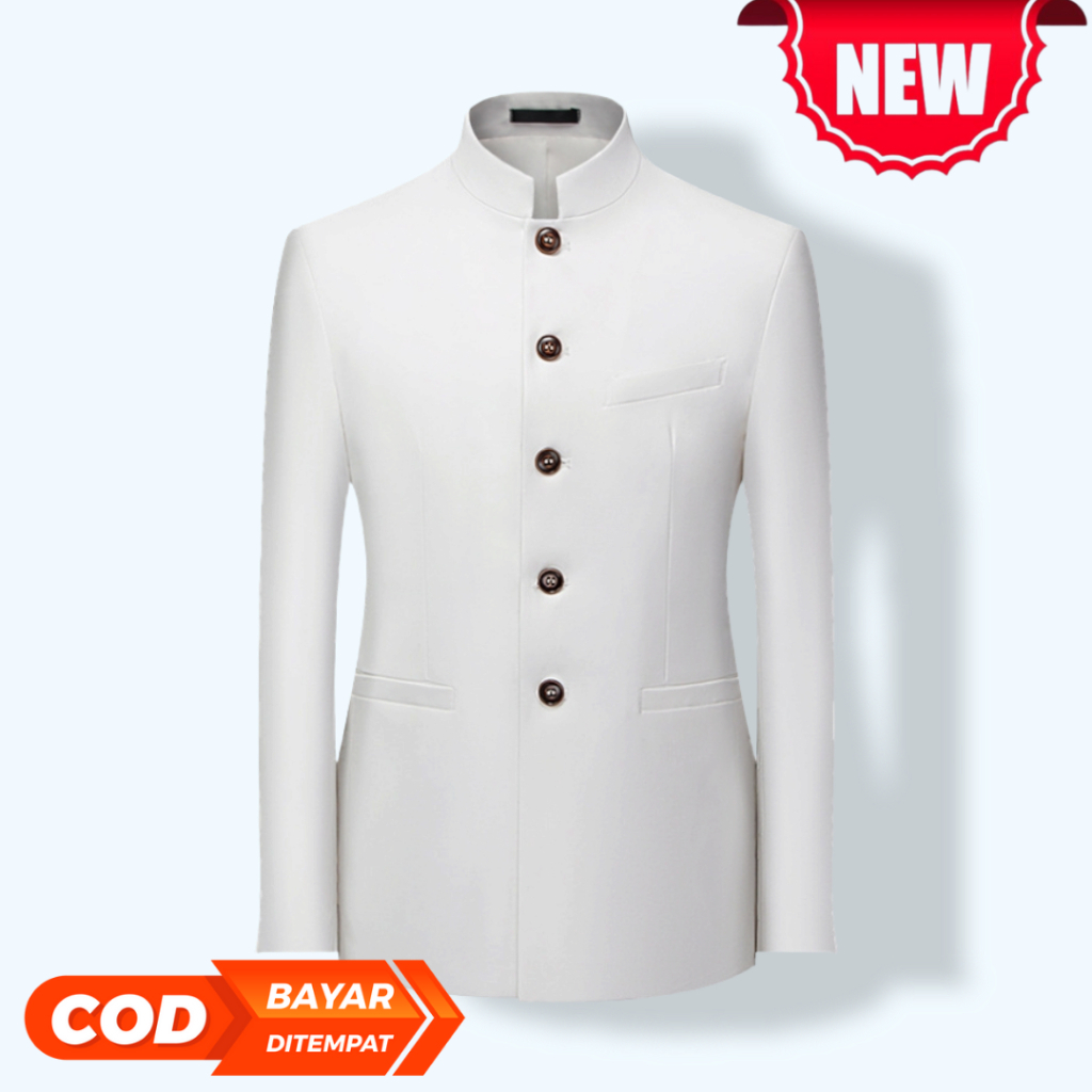 Jasko Putih Polos Jasko Mandarin Jasko Shanghai Jas Koko Pria Bahan High Twist