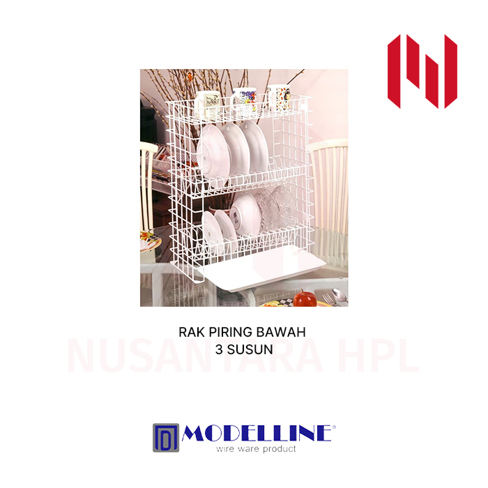 MODELLINE Rak Piring Bawah 3 Susun + Tatakan