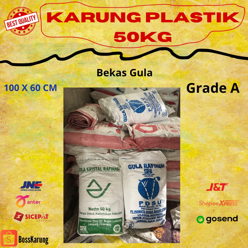 Karung Plastik 50Kg 100 x 60 CM ECER / Karung Bekas Gula 50 Kg