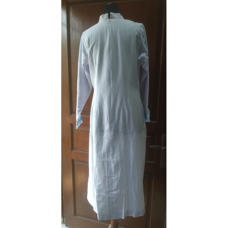 cuci gudang midi dress gamis zoya katun bordir putih