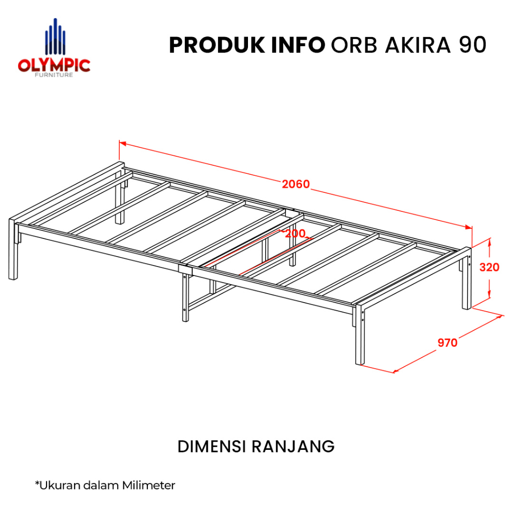 Olympic Paket Divan dan Kasur / Set Tempat Tidur / Kasur Busa + Divan Besi / ORB AKIRA + ROLL FOAM