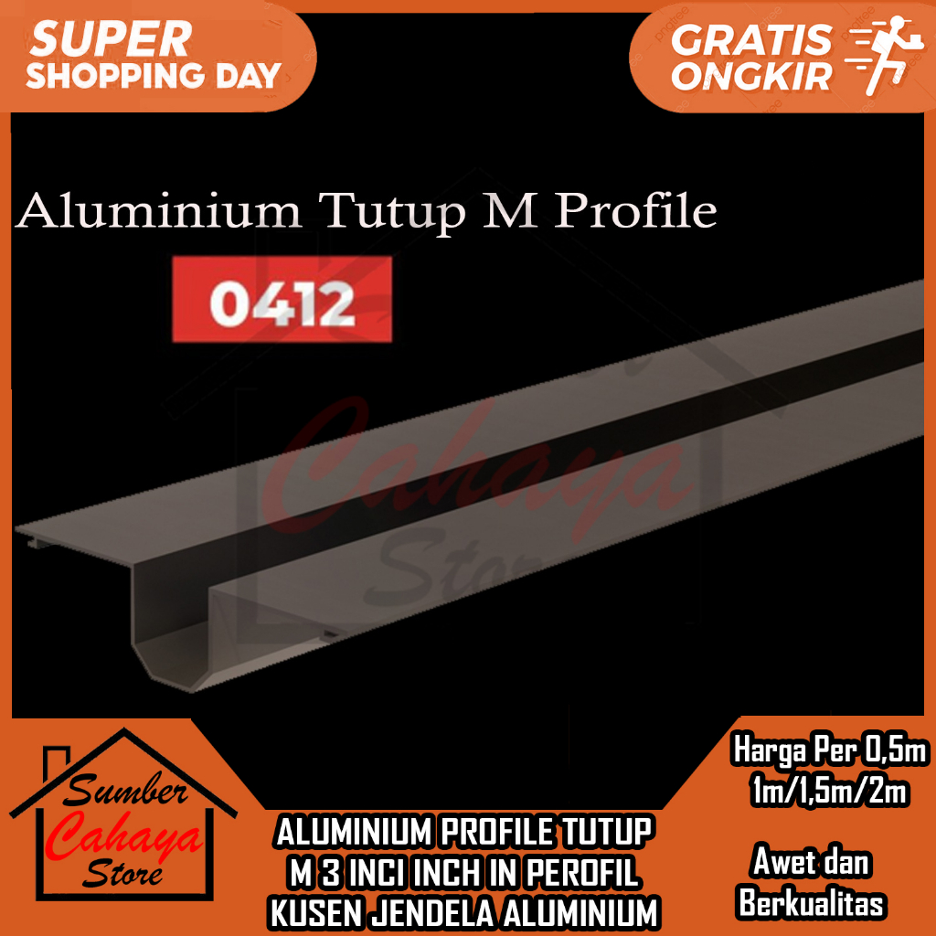 ALUMUNIUM ALUMINIUM TUTUP M PROFIL KUSEN 3 IN INCI INCH PROFIL 0412 ALUMINIUM PENGGANTI PENUKAR TIAN