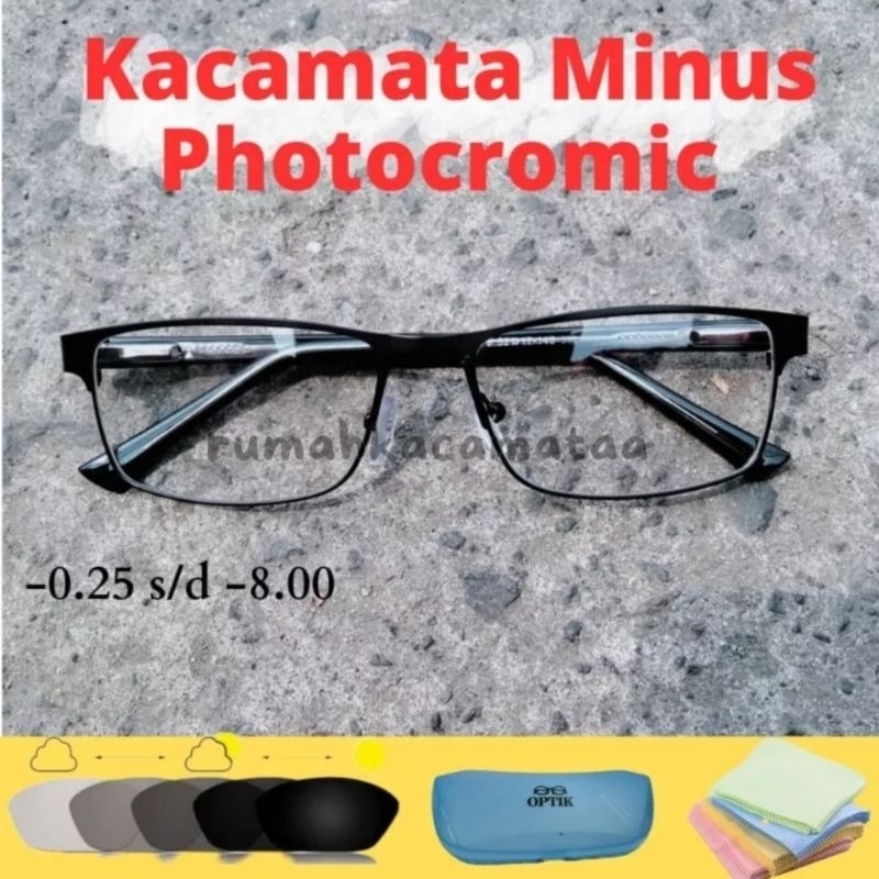 Kacamata Minus Photocromic -0.25 s/d -8.00 Kacamata Minus Pria dan Wanita Kacamata Rabun Jauh