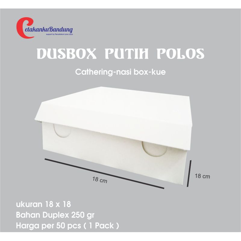 

Dus Catering box - Dus Makanan - Box Kue Polos Putih Ukuran 18x18 - Putih,L harga per pack isi 50 pcs
