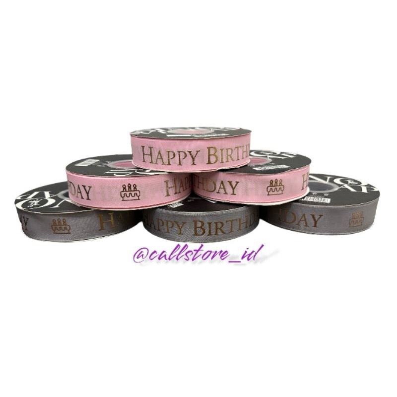 

PITA SATIN HAPPY BIRTHDAY / PITA KADO 1 ROLL UKURAN 2,5CM / PITA DEKORASI HAPPY BIRTHDAY
