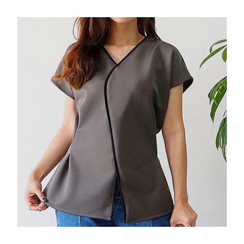 SALE  Atasan Wanita Grey & Maroon Simple Casual - CODE20PS Blouse Formal Pakaian Wanita Atasan Wanit