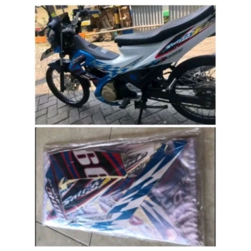 Striping stiker Suzuki Satria Fu 2012 putih biru