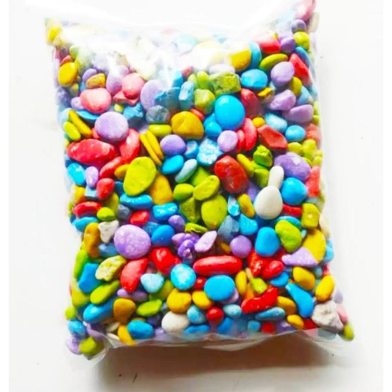 batu  warna warni hiasan aguarium dan pot bunga isi 500gm