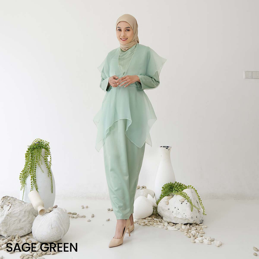 Gimy Long Dress Organza Satin Dress Panjang