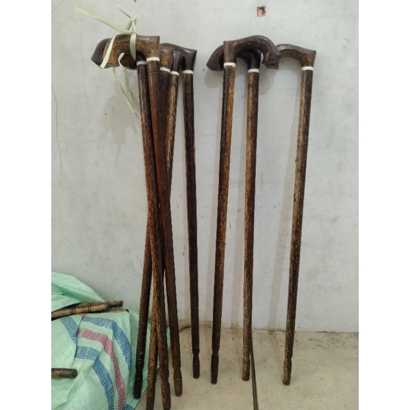 tongkat Iteuk kayu aren / tongkat jalan orang tua bahan kayu aren