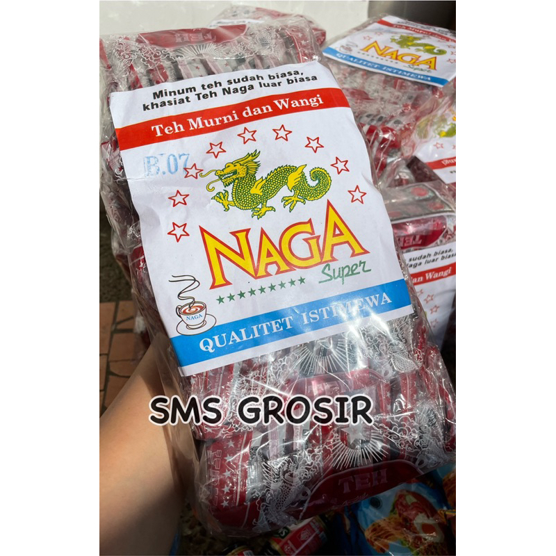 

TEH NAGA / TEH NAGA ASLI MALANG / TEH CAP NAGA / OLEH-OLEH MALANG / TEH TUBRUK MALANG / KEMASAN PLASTIK ISI 50 PCS / NAGA PLASTIK KEMASAN BESAR