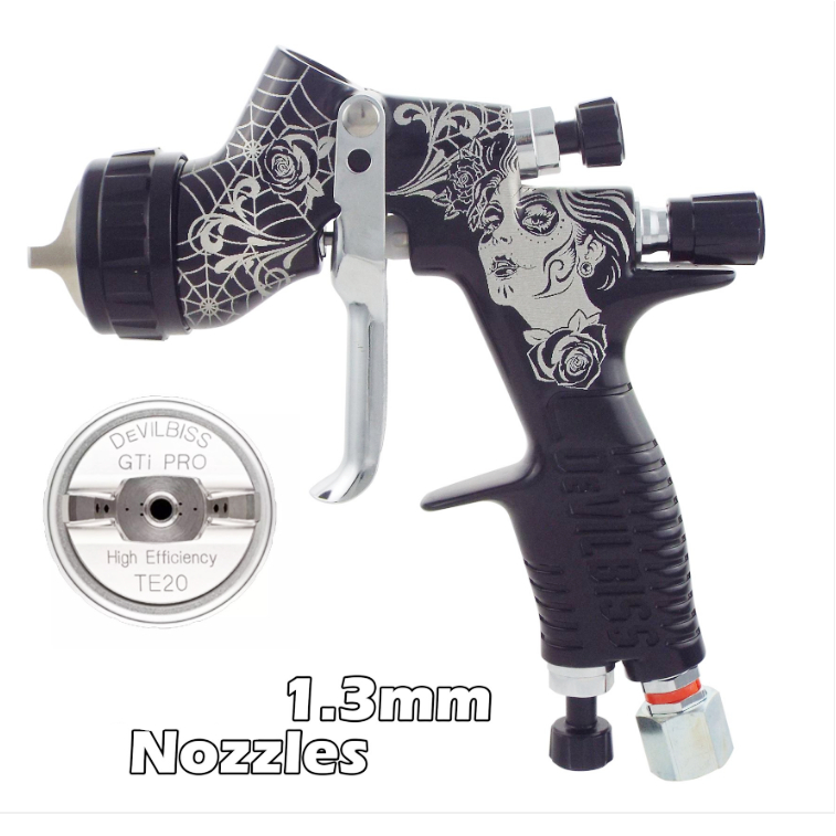 DeVilbiss Tekna ProLite Paint Spray Gun TE20 Air Cap and PRO-200-13 1.3 Tip