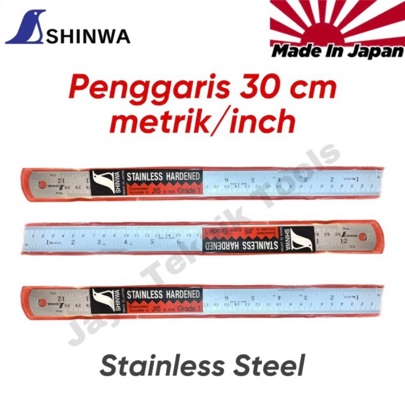 

Penggaris Mistar 30 cm inch Shinwa Japan Jepang Stainless Steel Besi