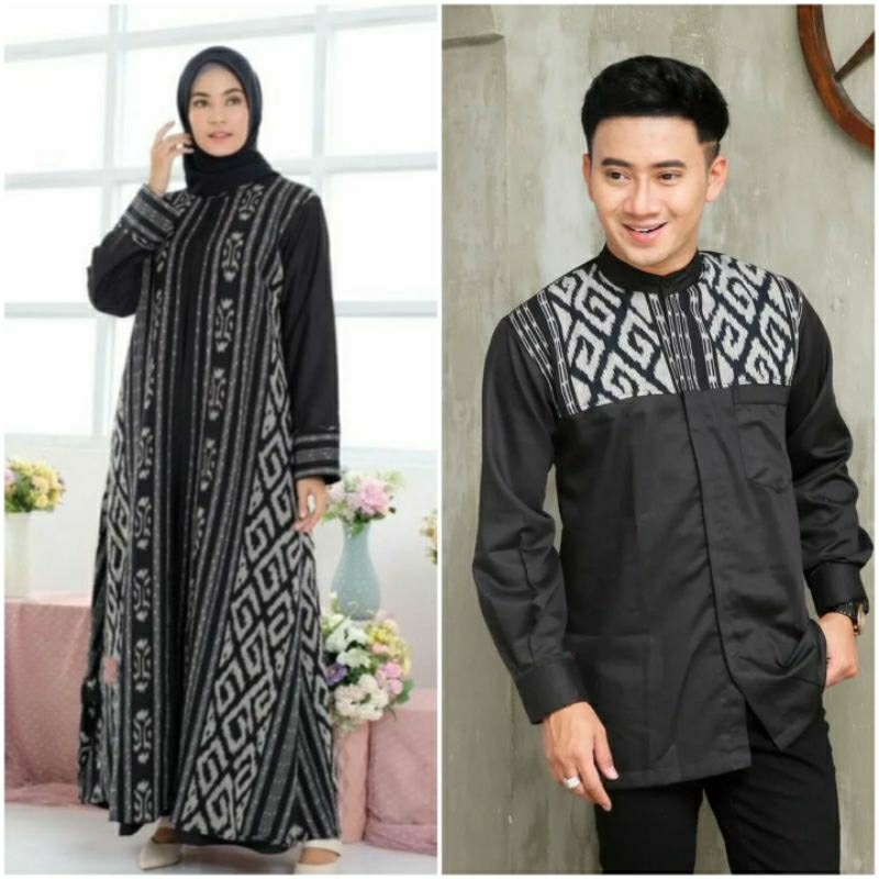 Baju Couple Tenun - Couple Pasangan - Gamis Tenun - Kemeja Tenun - Baju Tenun Mix Kain Toyobo